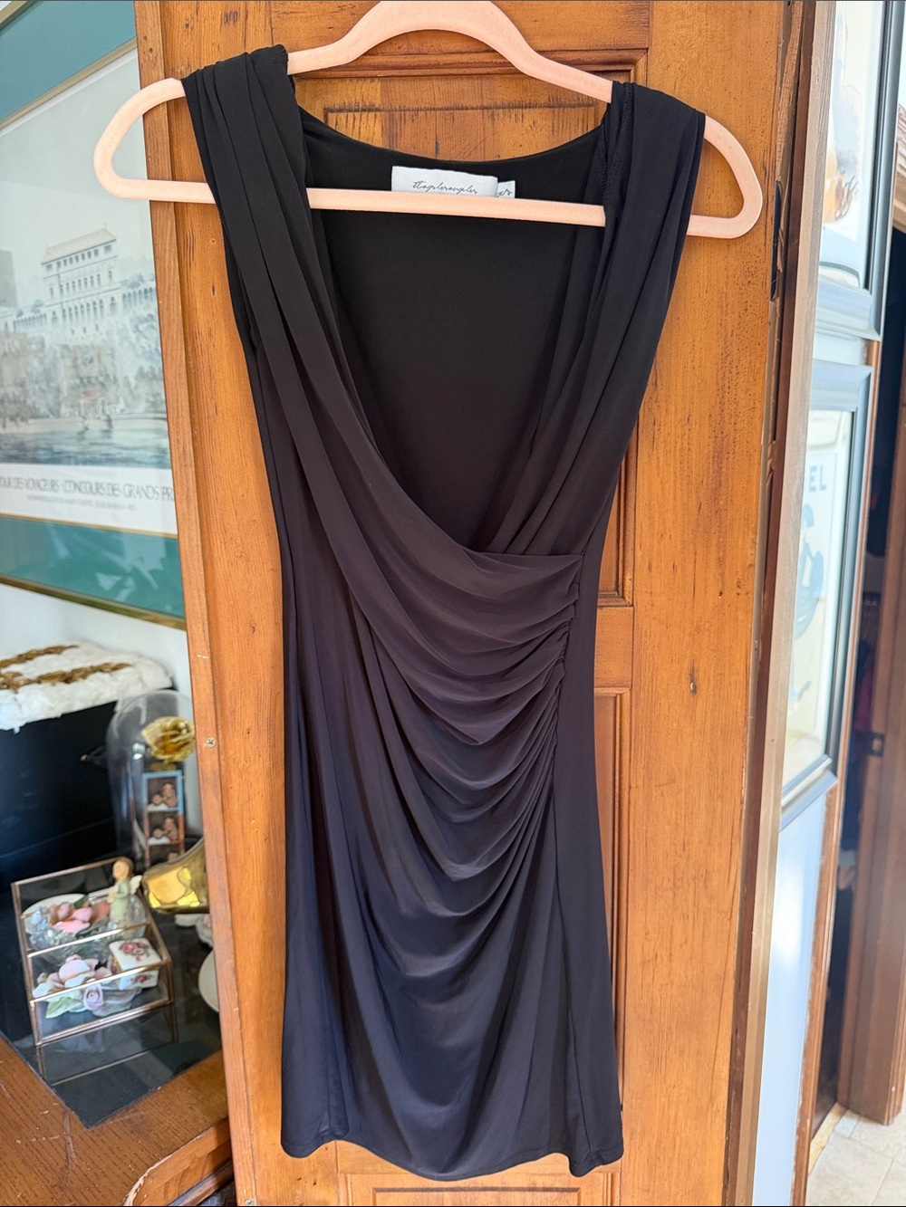 T-Bags One-Shoulder Black Draped Cocktail Dress